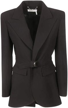 Chloé Single Breasted D Ring Blazer Luxury Blazer With Belt Loops And Long Sleeves, Elegant Formal Blazer With Belt Loops, Elegant Black Blazer With Belt Loops, Elegant Fitted Outerwear With Belt Loops, Formal Elegant Outerwear With Belt Loops, Blazer Dress Outfits, Blazer Outfits Casual, Casual Blazer, Blazer Outfits