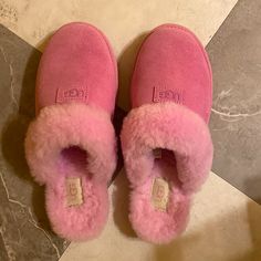 Brand New Ugg Cozy Slippers Shoes In Echinacea Pink Size Women’s 9 The Most Adorable Bubble Gum/Dark Pink Color Magenta Color! Sold Out No Box Or Tags Included - Never Been Worn Though And Are Blemish Free Will Ship Next Business Day This Smart Suede Slipper Is Stamped With A Classic Tonal Logo Patch At The Vamp Trimmed With Plush Genuine Shearling. The Soft, Cozy Lining Is Made From Luxe Uggplush, A Moisture-Wicking Textile Made From A Wool-Rich Blend But Crafted To Feel And Wear Like Genuine S Pink Leather Casual Slippers, Casual Pink Leather Slippers, Ugg Cozy Slippers, Pink Ugg Slippers, Ugg Cozy, Dark Pink Color, Pink Uggs, Cozy Slippers, Shoes Ugg