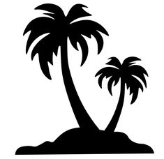 a black and white silhouette of two palm trees