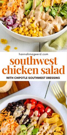 southwest chicken salad with chipotle southwest dressing is an easy and healthy meal that's ready in under 30 minutes