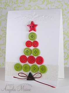 a christmas tree made out of buttons on a card