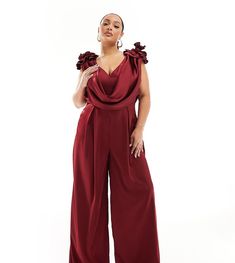 Jumpsuits & Rompers by ASOS Luxe Minimal effort, maximum payoff Cowl neck Corsage detail Tie-back fastening Wide leg Regular fit Christmas Jumpsuit, Satin Slip Dress, Maxi Dress Trend, White Dresses, Orange Dress, Petite Maternity