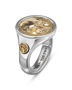 David Yurman Men's Life & Death Duality Signet Ring in Sterling Silver with 18K Yellow Gold David Yurman Mens, Tree Of Life Symbol, Holiday Lookbook, Mens Life, Yellow Gold Jewelry, Rare Gemstones, High Jewelry, David Yurman, Unique Engagement Rings