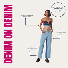 🌟 Summer 2024 Denim Trends Alert! 🌟 Dive into the hottest denim looks of the season with our latest style inspo! From classic blue jeans to trendy denim dresses, we've got you covered with the must-have pieces for your summer wardrobe. Elevate your fashion game with the latest denim trends that are taking over the streets this season. Don't miss out on the chance to rock the coolest denim styles of 2024! 🔥 #DenimGoals #SummerStyle #2024Trends #FashionForward Denim On Denim Outfit, Denim Bustier, Denim Set, Denim On Denim