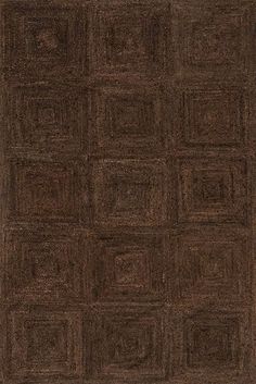 a brown area rug with squares and rectangles on the top in various sizes