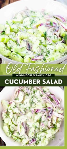 cucumber salad with fresh herbs and creamy dressing is the perfect side dish for any summer bbq