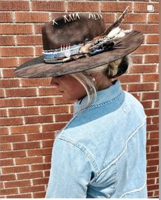 Denim Fedora Hat, Customized Western Hats, Western Hats For Women Boho, Custom Felt Hats For Women, Custom Hats For Women, Western Hats For Women, Decorated Hats, Womens Western Hats