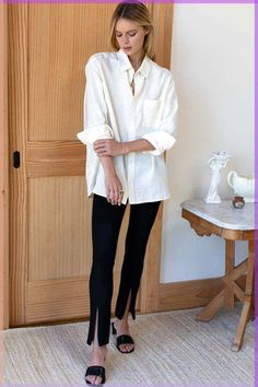 See the full post on Lemon8 Minimalist Fashion Summer Casual, Boyfriend Shirt Outfit, Chanel Summer, Hemp Shirt, Emerson Fry, Hip Stretches, Riding Pants, Knee Boot, Menswear Inspired