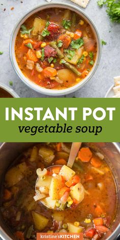 the instant pot vegetable soup is ready to be eaten