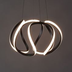 a circular light hanging from the ceiling with two lights attached to it's sides