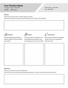 The ABC model is a common cognitive behavioral therapy (CBT) technique used by mental health professionals in counseling. This framework assumes your beliefs about a specific event will affect how you react to that event.

Our CBT ABC Model editable / fillable PDF is a CBT worksheet that can be downloaded and used with all your clients, giving them the ability to fill it out on a digital device or print it out.
This template is part of the CBT Worksheets Bundle Abc Model Of Cbt, Cognitive Behavior Therapy Worksheets, Cbt Interventions, Cbt Therapy Techniques, Behavior Activities, Cbt Model, Irrational Thoughts, Cbt Therapy Worksheets, Distress Tolerance Worksheets