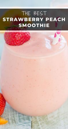 Strawberries And Peaches, Strawberry Peach Smoothie, Healthier Breakfast, Peach Strawberry, Fruit Smoothie Recipes Healthy, Vitamix Recipes, Strawberry Banana Smoothie