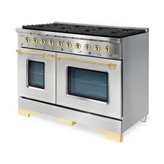 an oven with two burners on each side