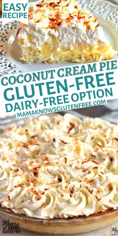 coconut cream pie gluten - free dairy - free option with text overlay