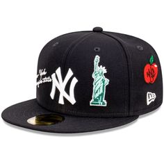 Custom Fitted Hats, Swag Hats, New York Yankee Hat, Yankees Hat, Dope Hats, New Era Hats, Shoes Outfit Fashion, Unique Outfit, Fashion Aesthetics