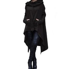 irregular draw cord coat loose long sleeve Poncho Coat, Women Hoodies, Womens Sweatshirts Hoods, Hooded Dress, Long Pullover, Sweatshirt Women, Women Hoodies Sweatshirts, Hooded Sweater, Oversize Hoodie