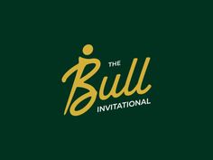 the bull logo is shown on a dark green background with yellow lettering and a gold silhouette