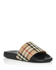 Burberry Women's Furley Slide Sandals Burberry Slides, Burberry Espadrilles, Designer Slides Women, Luxury Slides, Cute Slides, Dr Shoes, Slides Women, Burberry Shoes, Slides Sandals