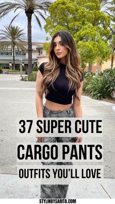 37 Super Cute Cargo Pants Outfits You'll Love Ways To Wear Cargo Pants, Columbia Pants Women Outfit, What To Wear With Camo Cargo Pants, Outfit For Cargo Pants, Black Jean Cargo Pants Outfit, How To Style Carhartt Pants, How To Style Denim Cargo Pants, How To Dress Cargo Pants Women, Cargo Pants Outfits Women Summer