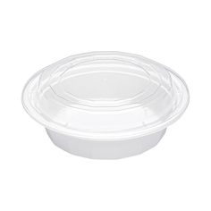 plastic food container with lid on white background