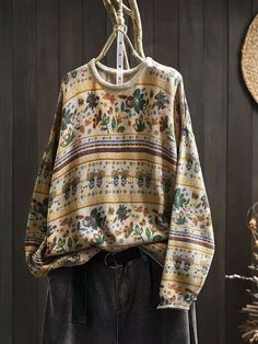 Details: Item: Babakud Women Autumn Retro Cotton Printed Pullover Sweater Fabric: Cotton Knit Collar: Round Neck Sleeve Length: Long Sleeves Pattern: Floral Color: Navy Blue, Khaki, Green, Red, Olive, Coffee Style: Retro, Casual, Loose Size Chart: Size One Size cm inch Bust 132 51.97 " Length 64 25.20 " Sleeve Length 41 16.14 " Shoulder Width 62 24.41 “ Cuff 22 8.66 " Coffee Style, Coffee Sweater, Sweater Fabric, Coffee Fashion, Blue Khakis, Vest Shirt, Floral Color, Print Pullover, Sleeves Pattern