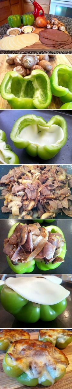 the process of making an avocado dish is shown in four different stages, including being sliced and placed on top of each other