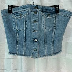 Plus Size Denim Corset Functional Front Buttons Stretch Smocked Back Raw Edges Finishing Hem Size Xl For People With Big Breast, It’s Too Loose On Me. You Can Wear It Alone Or On Top Tank/ Shirt. Brand New Never Used Non-stretch Trendy Denim Top For Spring, Non-stretch Denim Blue Top, High Waist Denim Tops For Spring, Non-stretch Medium Wash Denim Top, Blue Non-stretch Casual Denim Top, Spring Medium Wash High Waist Denim Top, Medium Wash High Waist Top For Day Out, High Waist Light Wash Denim Top, Trendy High-waist Denim Tops