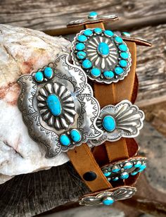 Native American Made- .925 silver and genuine turquoise concho belt. Traditional Silver Concho Belt, Festival Silver Concho Belt, Silver Concho Belt For Festival, Silver Concho Belts For Festivals, Festival Silver Belt With Concho Details, Turquoise Bohemian Belt With Concho, Southwestern Style Concho Belt For Festivals, Southwestern Concho Belt For Western-themed Events, Vintage Turquoise Belt With Concho