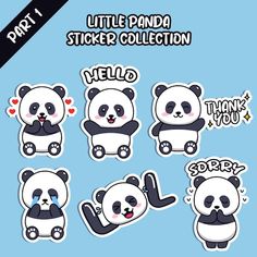 the panda sticker collection is designed to look like it's in different positions