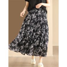 Women Summer Vintage Floral Cotton Loose Skirt BN1017 Loose Skirt, 60 Degrees, Elegant Skirt, Summer Vintage, Floral Vintage, Cotton Skirt, Vintage Summer, Kawaii Fashion, The Chic