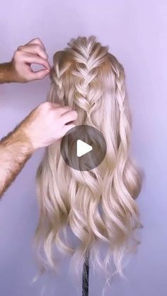 Long Hair Updo For Wedding Guest, Half Up Do Hairstyles For Weddings, Loose Braided Updo, Braided Half Updo Wedding, Side Pony Updo Wedding, Braided Half Up Half Down Hair Wedding Bridesmaid Hairstyles, Side Braid Updo Wedding, Wedding Hair How To Tutorials, Half Up Half Down Braided Wedding Hair