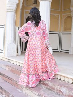 Women Elegant Dresses, Stylish Floral Print Ramadan Kaftan Dress Floor-length Printed Dress For Wedding, Floor-length Printed Wedding Dress, Floor-length Wedding Dress With Prints, Floor-length Dresses With Resham Embroidery For Transitional Season, Traditional Summer Maxi Anarkali Set, Semi-stitched V-neck Festive Dress, Semi-stitched V-neck Dress For Festive Occasions, Traditional Maxi-length Anarkali Set For Summer, Traditional Summer Anarkali Set Maxi Length