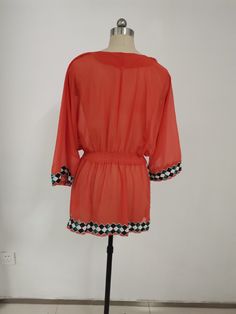 Buy More, SAVE More! Casual Red Long Sleeve Tunic, Casual V-neck Blouse For Beach Season, Casual Tunic Tops For The Beach, Spring Long Sleeve Blouse For Beach, Red Long Sleeve Beach Blouse, Spring Long Sleeve Beach Cover-up Blouse, Long Sleeve Beach Tunic For Spring, Spring Beach Tunic With Long Sleeves, Spring Beach Cover-up Long Sleeve Blouse