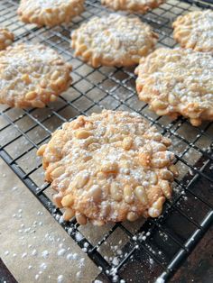 some cookies are cooling on a wire rack