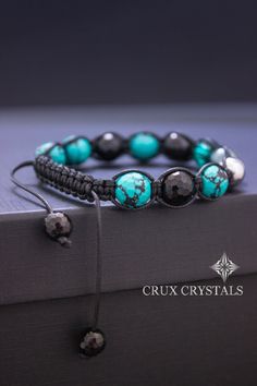 Emerald Women's Shamballa Bracelet Beaded by CruxCrystals on Etsy Black Pearl Bracelet With Round Beads, Adjustable Round Crystal Bracelet With Spacer Beads, Black Beads Crystal Bracelet Gift, Black Pearl Bracelet With Round Beads For Gift, Adjustable Pearl Bracelet With Spacer Beads, Turquoise Beaded Bracelets With Black Beads As Gift, Adjustable Wristband With Black Round Beads, Gift Crystal Bracelet With Black Beads, Adjustable Black Beads Wristband