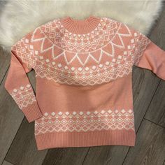 This Is A Petite Size. In Excellent Condition. No Holes Or Stains. Same Or Next Day Shipping On Weekdays. From A Pet And Smoke Free Home. Casual Pink Tops With Fair Isle Pattern, Casual Pink Fair Isle Pattern Tops, Petite Size, Colorful Sweaters, Next Day, Loft, Sweaters For Women, Pet, Pink