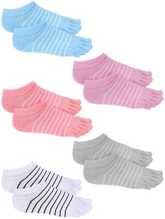 PRICES MAY VARY. Sufficient quantity: you will get 5 pairs of toe socks in classic colors, enough quantity for use and replacement, nice elasticity makes them suitable for most people Five toe design: our socks are designed with five toes separated, which helps reduce friction between the toes, and the friction between your toes and shoes, so they help prevent blisters from forming between the toes Wear with comfort: our toe socks are made of fabric, stretchy and can offer you comfort, our socks Prevent Blisters, Toe Socks, Socks For Women, Five Fingers, Athletic Socks, Colorful Socks, Toe Designs, Low Cut, Fabric Color