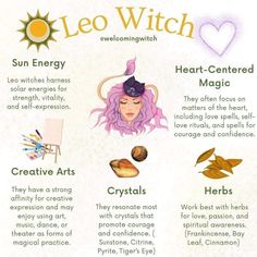 an info sheet describing the benefits of leo witch symbols and how they are used to spell them