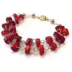 Red Coral Bracelet Multistrand Jewelry Box by jewelrybycarmal, $54.00 Turquoise Bracelet Gold, Bijoux Fil Aluminium, Red Bracelet, Yellow Jewelry, Coral Bracelet, Beaded Jewels, Multi Strand Bracelet, Red Bracelets, Red Jewelry