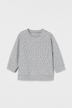 Cotton Sweatshirt - Light gray melange/dotted - Kids | H&M US 1 Yellow Sweatshirt, Sweatshirt Fabric, Boys Sweatshirts, Baby Outfits Newborn, Organic Cotton Fabric, Cotton Sweater, Comfortable Outfits, Fashion Company