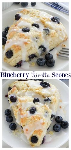 blueberry ricotta scones on a white plate