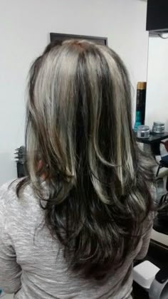 White Hair Highlights, Blonde Highlights On Dark Hair, Y2k Hairstyles, Dark Hair With Highlights