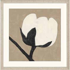 a drawing of a black and white flower on a beige background