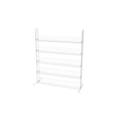 a white shelf with five shelves on each side