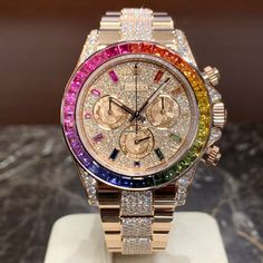 Rolex Daytona Rainbow, Rolex Diamond Watch, Rolex Diamond, Omega Seamaster Planet Ocean, Rolex Watches Women, Watches Rolex, Expensive Jewelry Luxury, Rolex Watches For Men, Expensive Watches