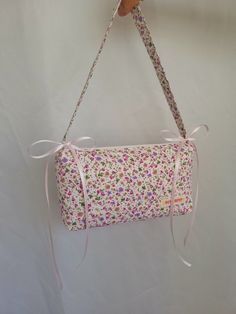 HUGE SALE on this sweet bag for a limited time️ . ️💐💫 . Handmade floral coquette bag️🎀💝 Materials: Outer fabric: 100% cotton fabric lining: 100% cotton light pink fabric It is filled with fiber pad. Dimensions: 10.63" x 5" x 2"  All fabrics are prewashed. You can always send a message for your questions and custom orders.🌷 Don't forget to check out my Etsy shop and Instagram page for more handmade products.✨️ https://buttercuphandmadex.etsy.com https://www.instagram.com/buttercupatelier You Pink Rectangular Fabric Shoulder Bag, Pink Fabric Rectangular Shoulder Bag, Rectangular Pink Fabric Shoulder Bag, Girly Fabric, Coquette Bag, Coquette Ribbon, Ipad Pouch, Pretty Tote Bags, Ribbon Bag