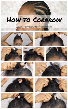 How To Braid Black Girls Hair, Beginner Cornrows, How To Braid Cornrows Step By Step, Twisted Updo Natural Hair, Hairstyles Beginners, Cornrow For Beginners, How To Braid Your Own Hair For Beginners, Cornrow Your Own Hair, How To Braid Cornrows