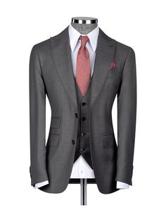 Professional Three-piece Suit With Notch Lapel And Welt Pockets, Tailored Double-breasted Three-piece Suit With Single Button, Luxury Three-piece Suit With Notch Lapel And Welt Pockets, Gray Single Breasted Three-piece Suit For Formal Occasions, Stomach Sleeve, Gray Notch Lapel Three-piece Business Suit, Suits Prom, Formal Business, Men’s Suits