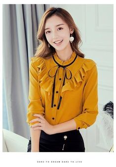 Long Sleeve Chiffon Top For Office, Chiffon Tops For Fall Workwear, Chiffon Tops For Work In Fall, Chiffon Long Sleeve Office Blouse, Feminine Chiffon Tops For Fall, Trendy Solid Color Chiffon Blouse, Long Sleeve Chiffon Shirt For Work, Trendy Chiffon Tops For Work, Trendy Chiffon Blouse In Solid Color