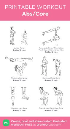 the printable workout guide for abs / core